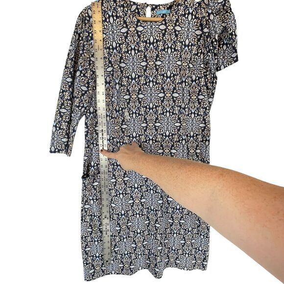 J McLaughlin Catalina Cloth Dress Knee Length Pockets WOMENS SIZE XL Navy Blue - Picture 3 of 11